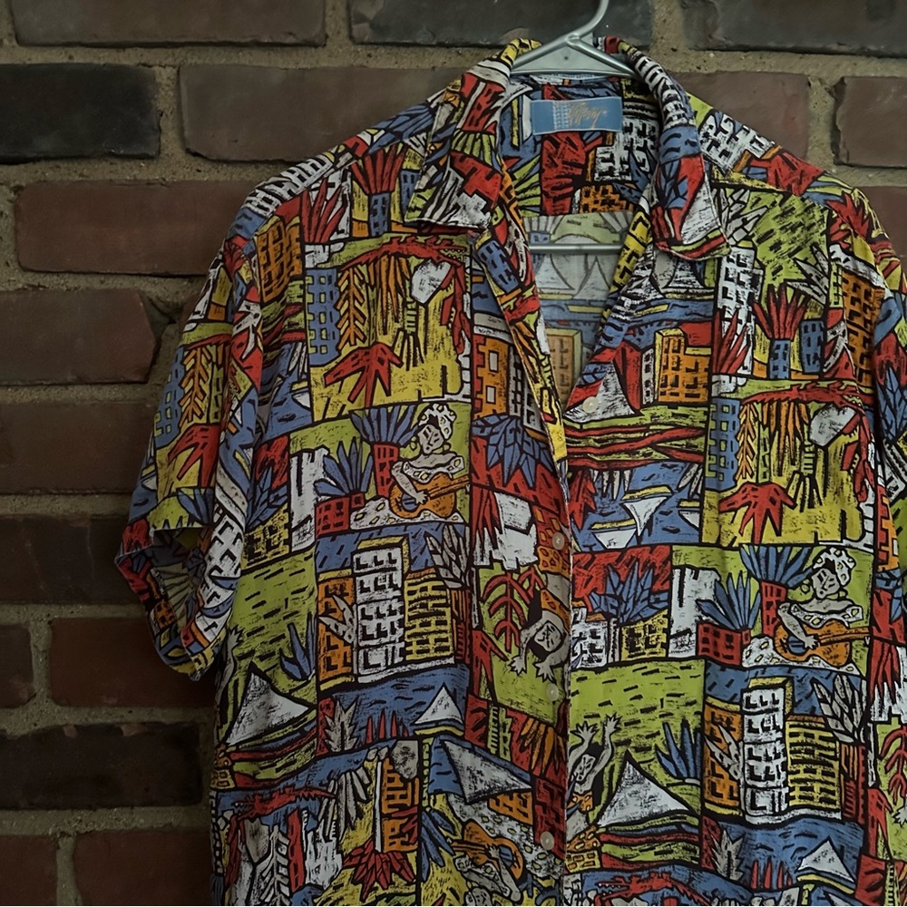 VTG Rafferty | Tropical Top Colorful Button Shirt -Small -48 Chest -29” Long